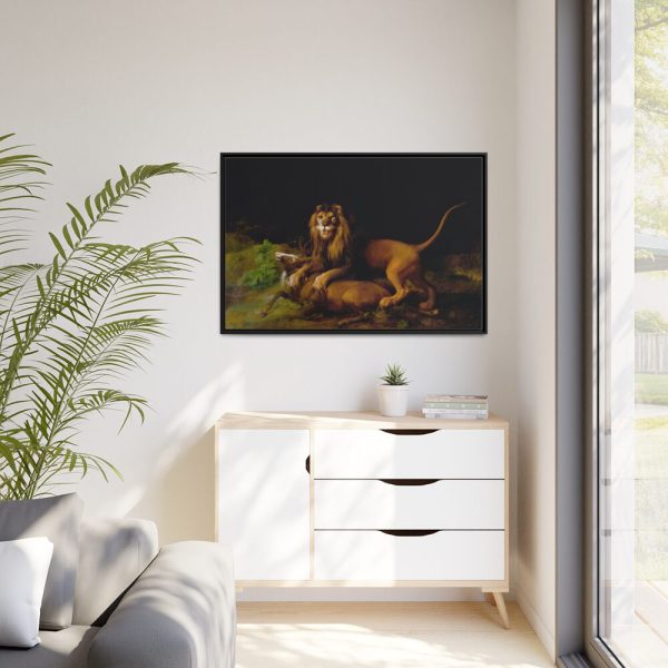 A Lion Attacking a Stag by George Stubbs Framed Canvas