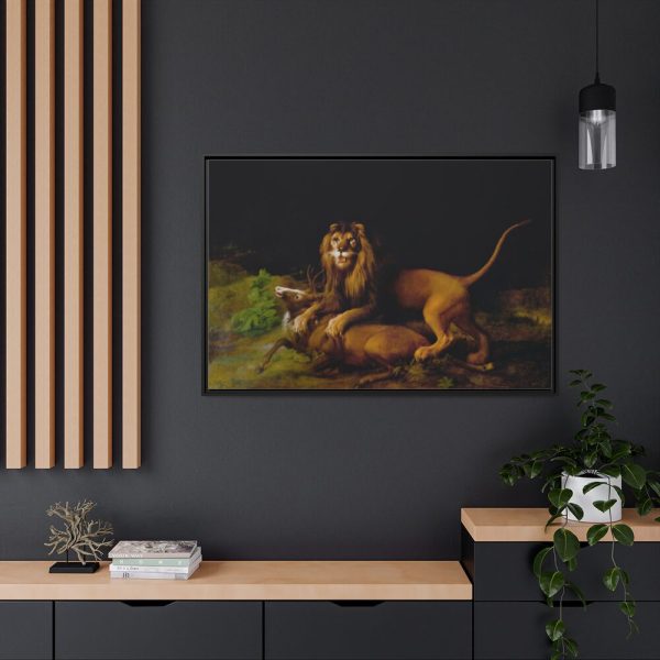 A Lion Attacking a Stag by George Stubbs Framed Canvas