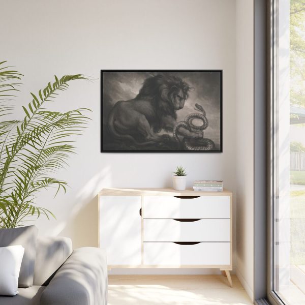 Lion and Snake by Samuel William Reynolds Framed Canvas