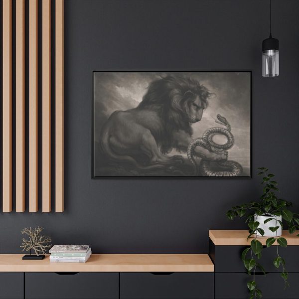 Lion and Snake by Samuel William Reynolds Framed Canvas