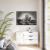 Lion with Cubs Framed Canvas