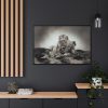 Lion with Cubs Framed Canvas