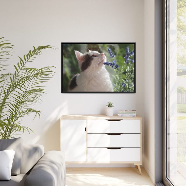 88289-688.jpg Cat and Lavender Framed Canvas