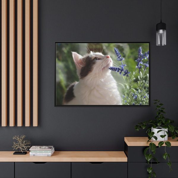 88289-689.jpg Cat and Lavender Framed Canvas