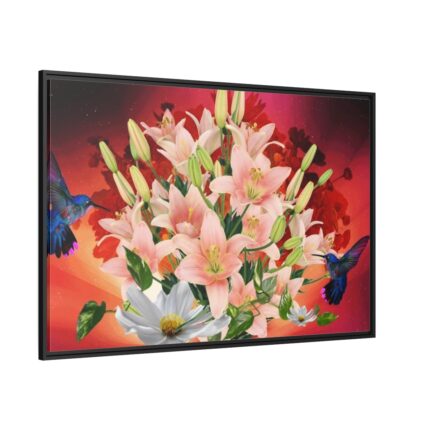 Lilies Salmon Lirios Flowers Framed Canvas