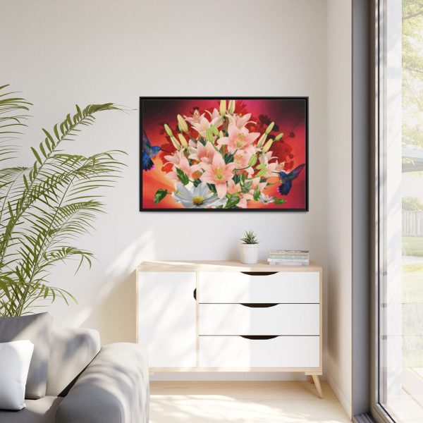 Lilies Salmon Lirios Flowers Framed Canvas