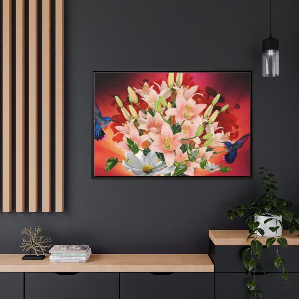 Lilies Salmon Lirios Flowers Framed Canvas