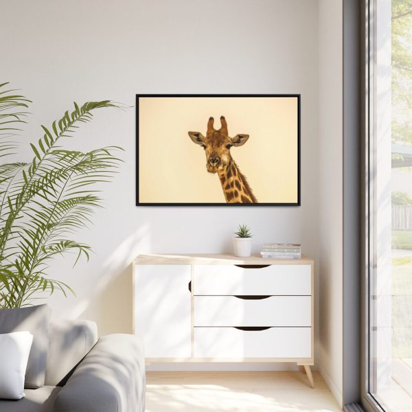 88289-718.jpg A Close up Geoffrey The Giraffe Framed Canvas