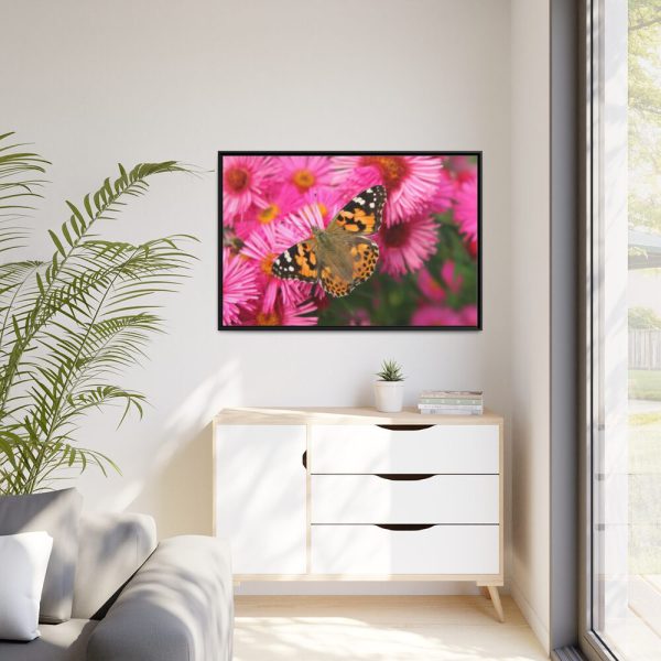 88289-753.jpg Butterfly on Pink Flower Framed Canvas