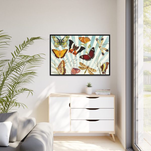 Butterfly Vintage Collage Sky Framed Canvas