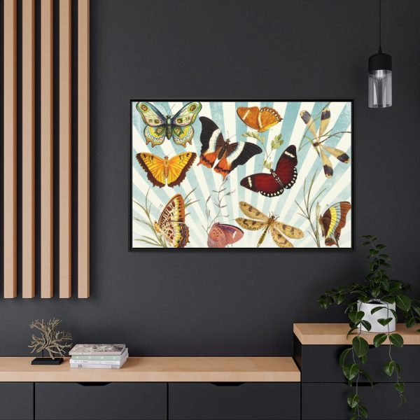Butterfly Vintage Collage Sky Framed Canvas