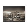 Lioness with Cubs Framed Canvas