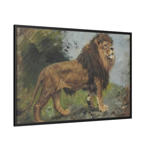 A Lion Walking by Géza Vastagh Famed Canvas