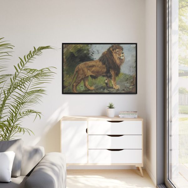A Lion Walking by Géza Vastagh Famed Canvas