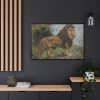 A Lion Walking by Géza Vastagh Famed Canvas