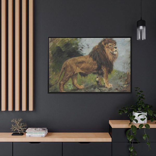 A Lion Walking by Géza Vastagh Famed Canvas
