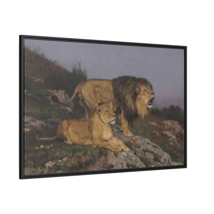 The Lion’s Domain by Geza Vastagh Framed Canvas