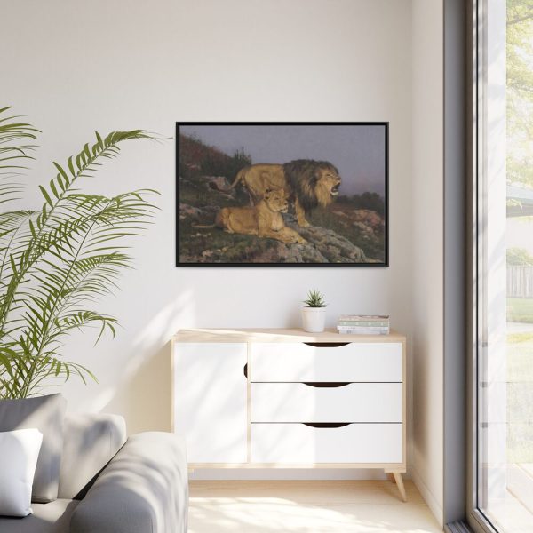 The Lion’s Domain by Geza Vastagh Framed Canvas