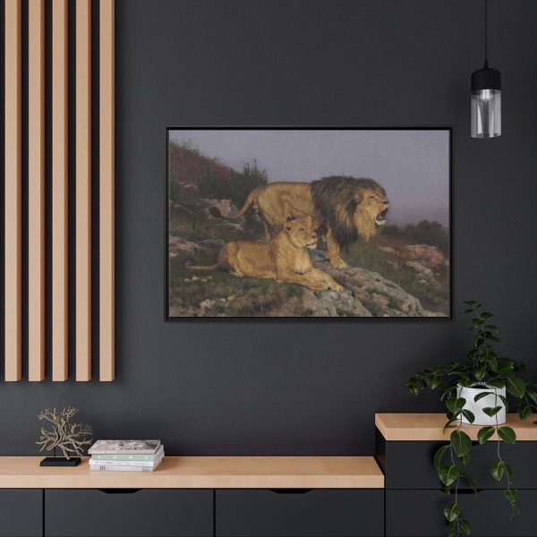 The Lion’s Domain by Geza Vastagh Framed Canvas