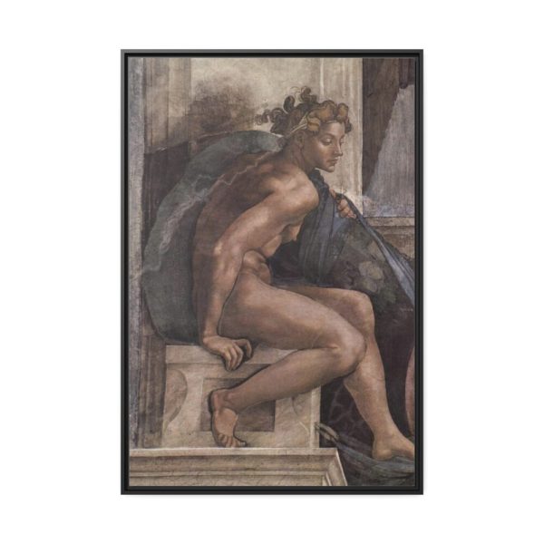 88299-206.jpg Ceiling fresco of creation in the Sistine Chapel, by Michelangelo Buoanorroti Framed Canvas