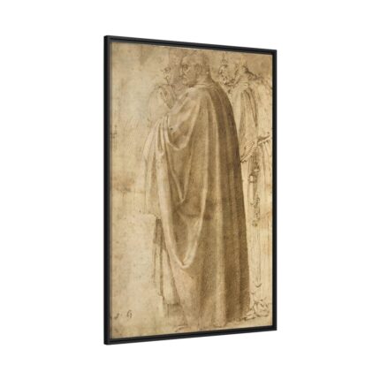 Three Standing Men in Wide Cloaks by Michelangelo Buonarroti Framed Canvas