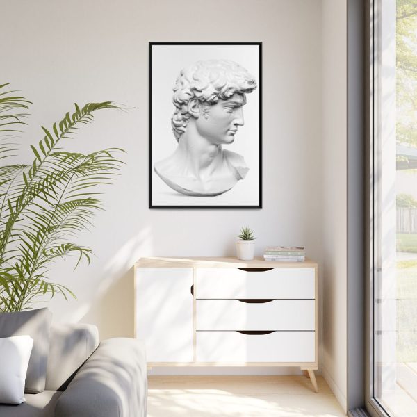 88299-228.jpg David statue's head by Michelangelo Buonarroti Framed Canvas