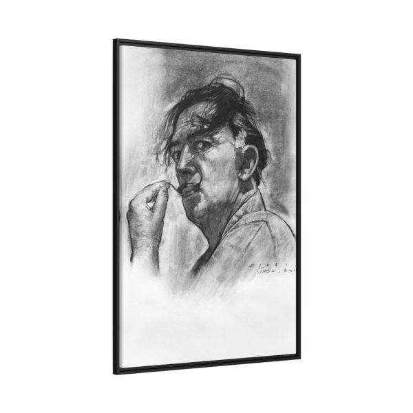 Black and White Portrait by Salvador Dali Framed Canvas