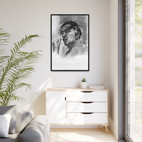 Black and White Portrait by Salvador Dali Framed Canvas