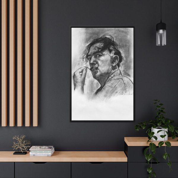 Black and White Portrait by Salvador Dali Framed Canvas