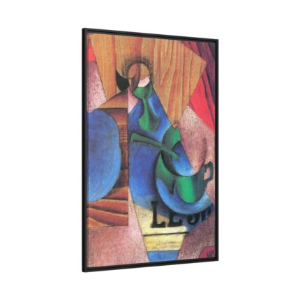 Glass, Cup and Newspaper by Huan Gris Framed Canvas