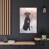 88299-319.jpg Black Dog Sitting on Snow Framed Canvas