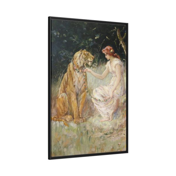 Lady and the Tiger by Frederick Stuart Church Framed Canvas
