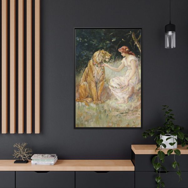 Lady and the Tiger by Frederick Stuart Church Framed Canvas