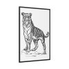 Vintage Tiger Animal Illustration Framed Canvas
