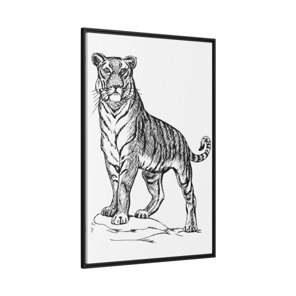 Vintage Tiger Animal Illustration Framed Canvas