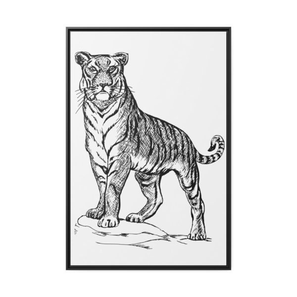 Vintage Tiger Animal Illustration Framed Canvas