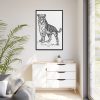 Vintage Tiger Animal Illustration Framed Canvas