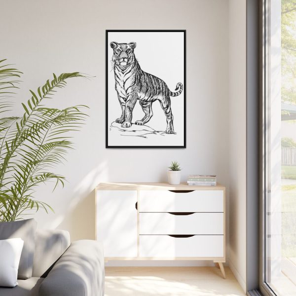 Vintage Tiger Animal Illustration Framed Canvas