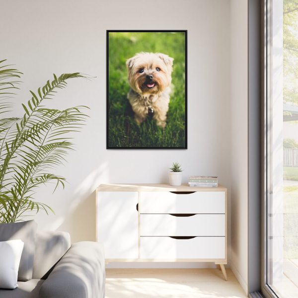 88299-58.jpg Little Puppy on the Grass Framed Canvas