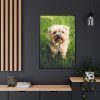 88299-59.jpg Little Puppy on the Grass Framed Canvas