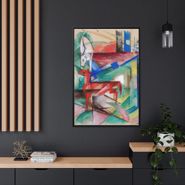 Landscape with Animals by Franz Marc Framed Canvas