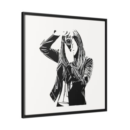 Woman Photographer Framed Canvas