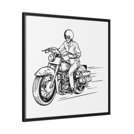 Biker Riding Motorcycle Framed Canvas