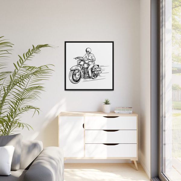 88302-118.jpg Biker Riding Motorcycle Framed Canvas