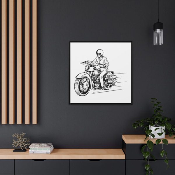 88302-119.jpg Biker Riding Motorcycle Framed Canvas