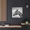 Black-and-White Photo of a Giraffe's Head Framed Canvas
