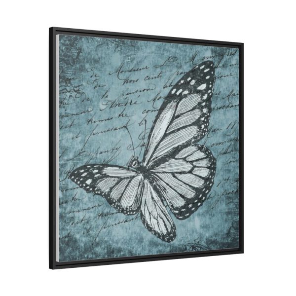 88302-210.jpg Butterfly Calligraphy Blue Framed Canvas