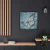 88302-214.jpg Butterfly Calligraphy Blue Framed Canvas