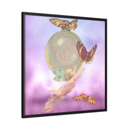 Vintage Angel Butterflies Cherub Framed Canvas