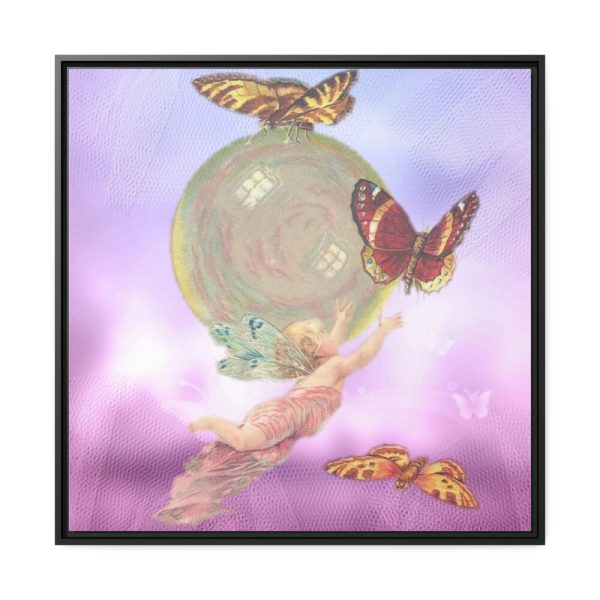 88302-216.jpg Vintage Angel Butterflies Cherub Framed Canvas